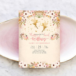 Fairy 1st Birthday Invitation Inbjudningar