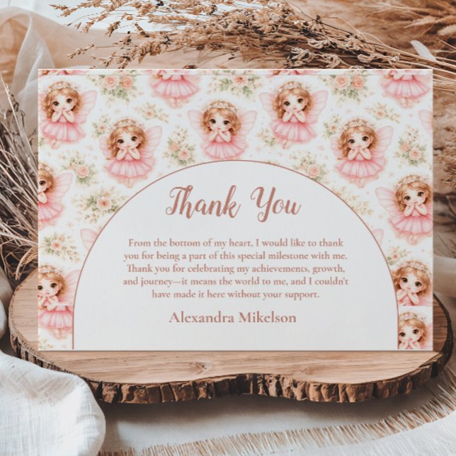 Fairy 1st Birthday Pink Garden Tack Kort (Skapare uppladdad)