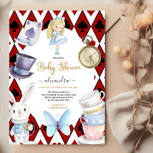 Fairy Alice i Wonderland Baby Shower Inbjudningar