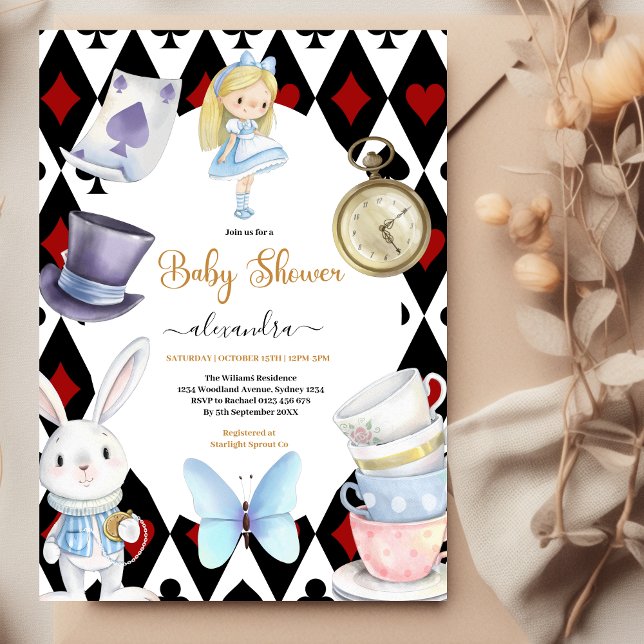 Fairy Alice i Wonderland Baby Shower Inbjudningar (Skapare uppladdad)