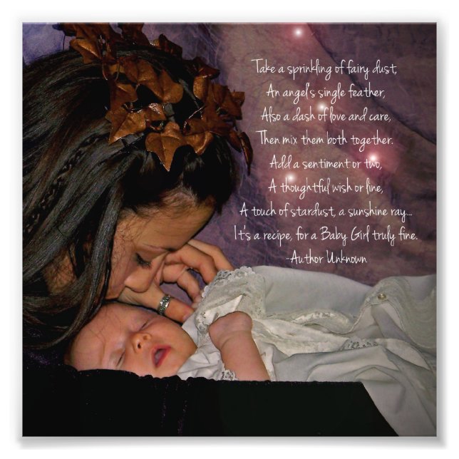Fairy and Baby "Flicka" Square Photo Print Gift Fototryck (Framsidan)