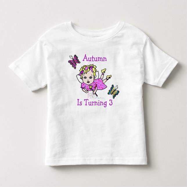 Fairy and Butterflies Age and Namn T Shirt (Framsida)