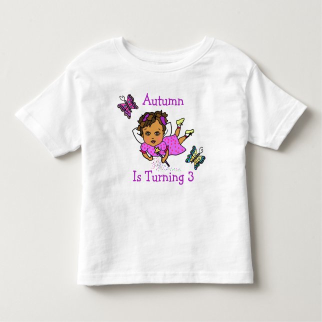 Fairy and Butterflies Age and Namn T Shirt (Framsida)