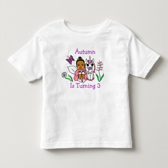 Fairy and Butterflies Age and Namn T Shirt (Framsida)