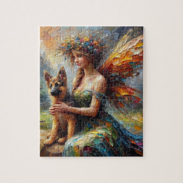 Fairy and German Shepherd Puppy Pussel (Vertikal)