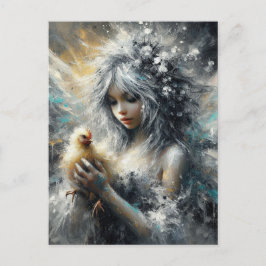 Fairy and her Little Buff Chick Vykort