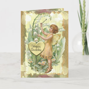 Fairy and Lily-of-the-Valley Birthday Card Kort