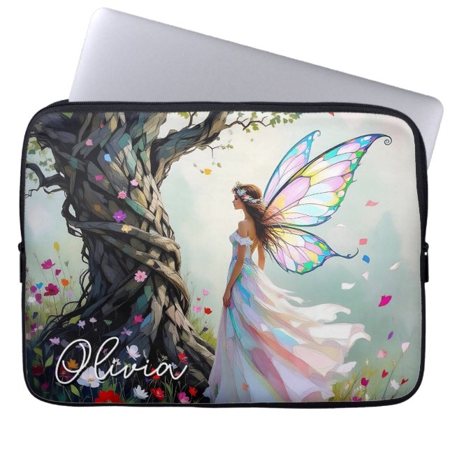 Fairy and Magical Vine Wrapped Tree Personalized Laptop Fodral (Framsidan)