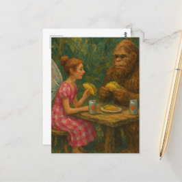 Fairy and Sasquatch Eat Tacos Vykort