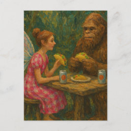 Fairy and Sasquatch Eat Tacos Vykort