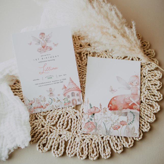 Fairy and Wildblommor Birthday Inbjudningar (Skapare uppladdad)