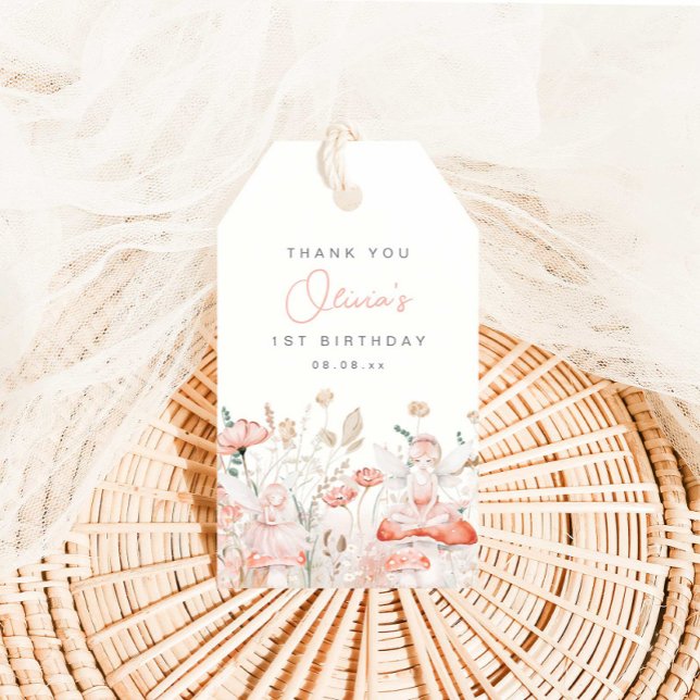 Fairy and Wildblommor Birthday Presentetikett (Skapare uppladdad)