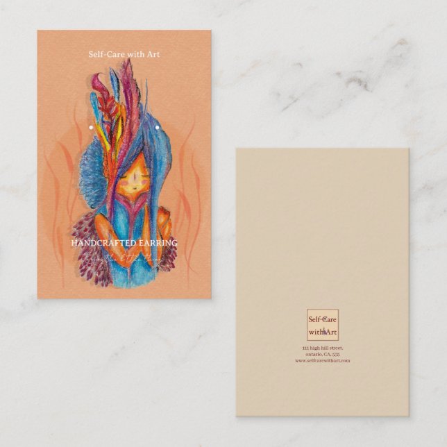 Fairy Art Handmade Business Earring Display Card Visitkort (Fram/baksida)