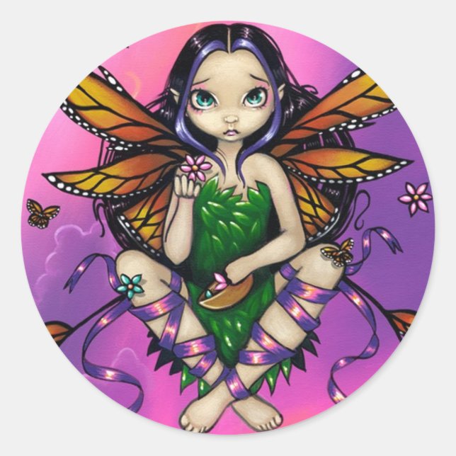 "Fairy at Sunset"-märke Runt Klistermärke (Framsida)