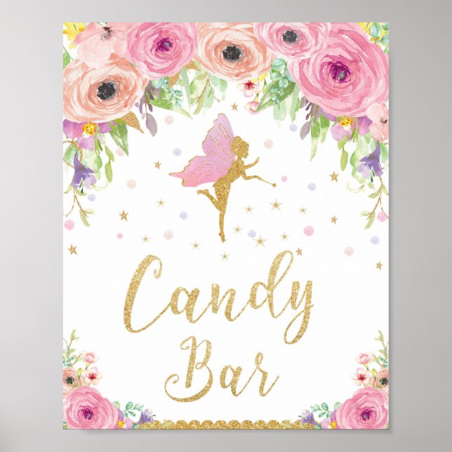 Fairy Baby Shower Birthday Candy Pub Sign Poster (Framsidan)