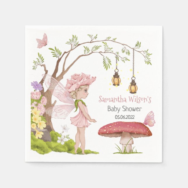 Fairy Baby Shower Blommigt Fairy Baby Shower Pappersservett (Framsidan)