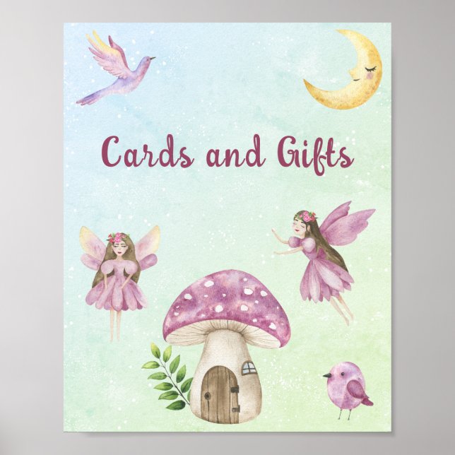 Fairy baby shower Cards and Gifts Poster (Framsidan)