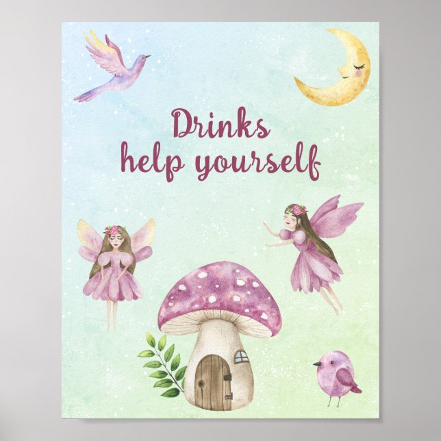 Fairy baby shower Drinks Poster (Framsidan)