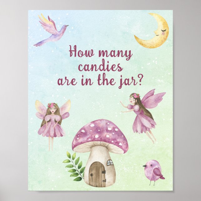 Fairy baby shower Guess how many candies Poster (Framsidan)