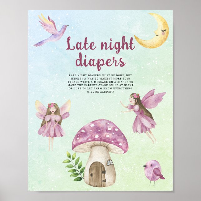 Fairy baby shower Late night diapers game Poster (Framsidan)