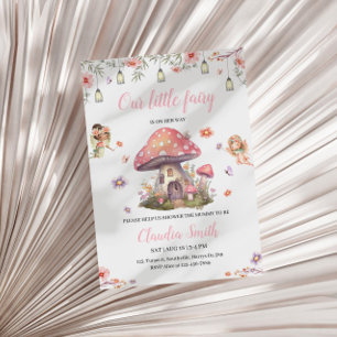 Fairy Baby Shower Rosa Lavender Flower Inbjudningar