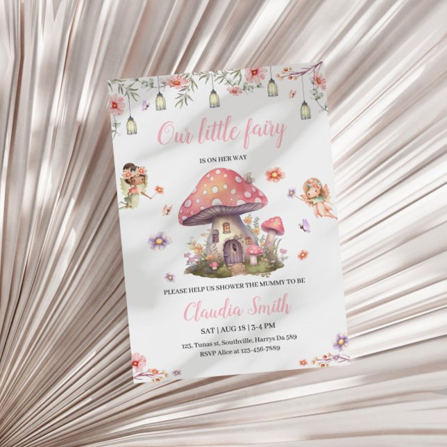 Fairy Baby Shower Rosa Lavender Flower Inbjudningar (Skapare uppladdad)