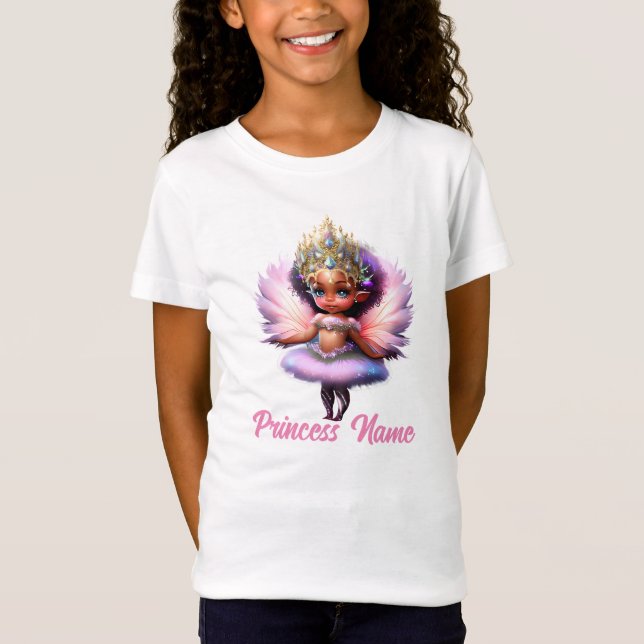 Fairy ballerina princess rosa flutter vingar girly t shirt (Framsida)