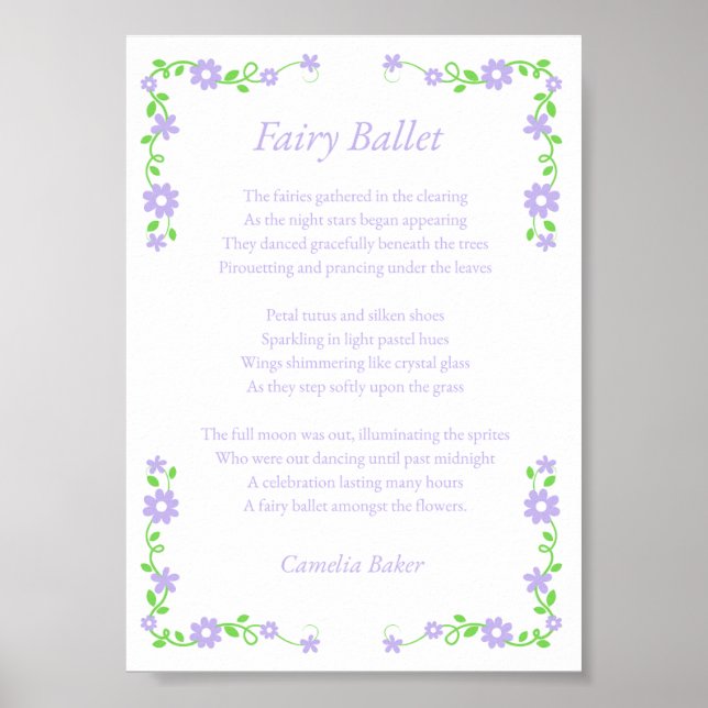 Fairy Ballet Poem Print Poster (Framsidan)