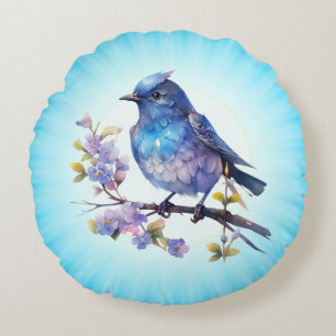 Fairy Bird Blommor akvarell Clipart-73611 Rund Kudde
