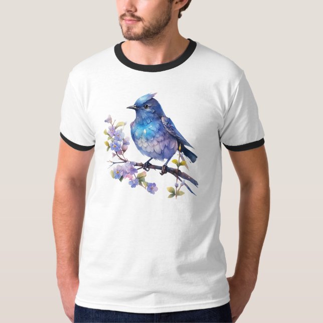 Fairy Bird Flowers vattencolor Clipart-73611 T Shirt (Framsida)