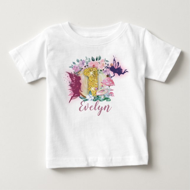 Fairy Birthday 1 Birthday Shirt T (Framsida)