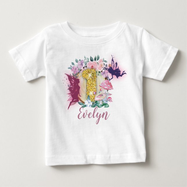 Fairy Birthday 1 Birthday Shirt T Shirt (Framsida)