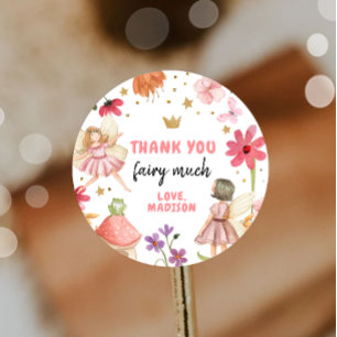 Fairy Birthday 1st Fairy Tack Sticker Favor Runt Klistermärke