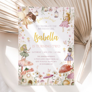 FAIRY Birthday Call Fairy Garden Birthday Inbjudningar
