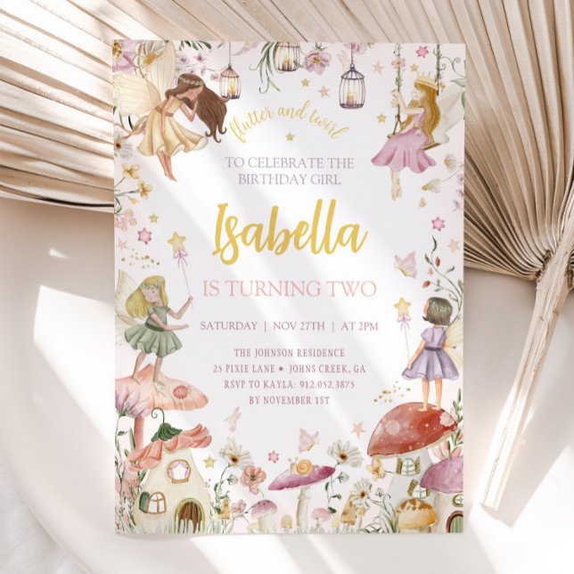 FAIRY Birthday Call Fairy Garden Birthday Inbjudningar (Skapare uppladdad)