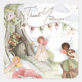 Fairy Birthday Fyrkantigt Klistermärke