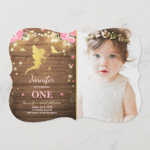 Fairy Birthday Inbjudan Rosa Guld Magic Whimsime