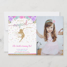 Fairy Birthday Photo Investigation Inbjudningar