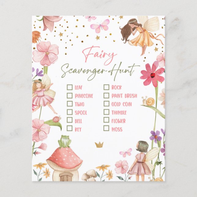 Fairy Birthday Scavenger Hunt Party Game Forest (Framsida)