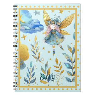 Fairy Birthday Teal Guld Rosa Princess Fairytale Anteckningsbok