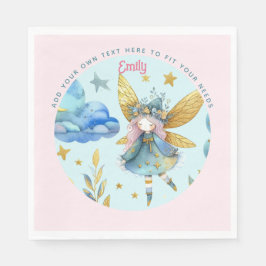 Fairy Birthday Teal Guld Rosa Princess Fairytale Pappersservett