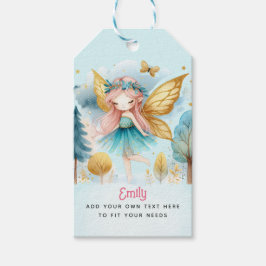 Fairy Birthday Teal Guld Rosa Princess Fairytale Presentetikett