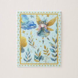 Fairy Birthday Teal Guld Rosa Princess Fairytale Pussel