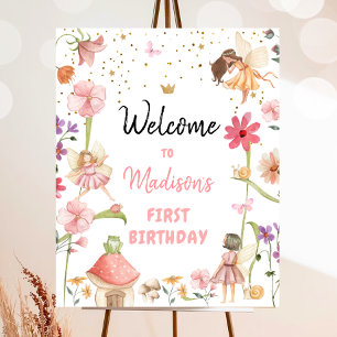 Fairy Birthday Välkomsthälsning - Rosa hos Forest Poster