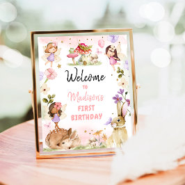 Fairy Birthday Välkomsthälsning - Rosa hos Forest  Poster