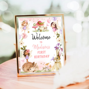 Fairy Birthday Välkomsthälsning - Rosa hos Forest Poster