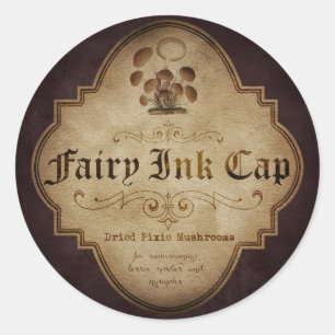 Fairy Bläck Cap Apothecary Runt Klistermärke