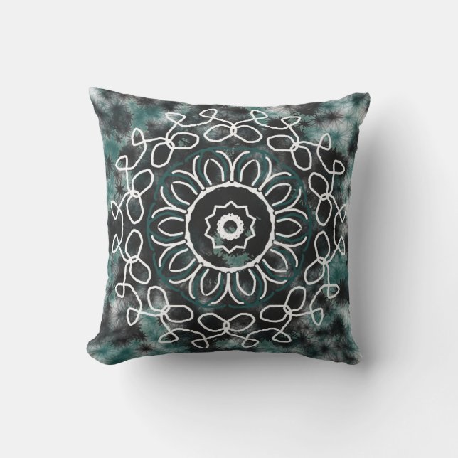 Fairy Black Teal Medallian Design Kudde (Framsida)