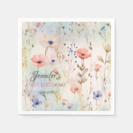 Fairy Blommigt Birthday Napkins Pappersservett