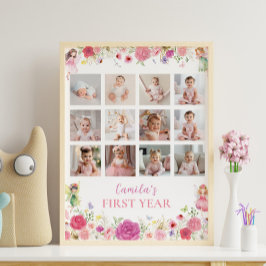 Fairy Blommigt First Year Photo Milestone Poster
